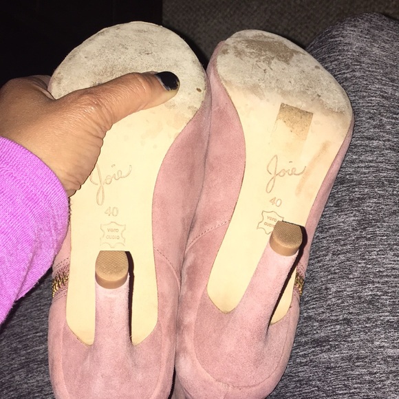 JOIE REAL SUEDE BLUSH COLOR PEEP TOE LEATHER SOLED EUC BOOTIES WORN 1x size eu40 - Picture 11 of 13